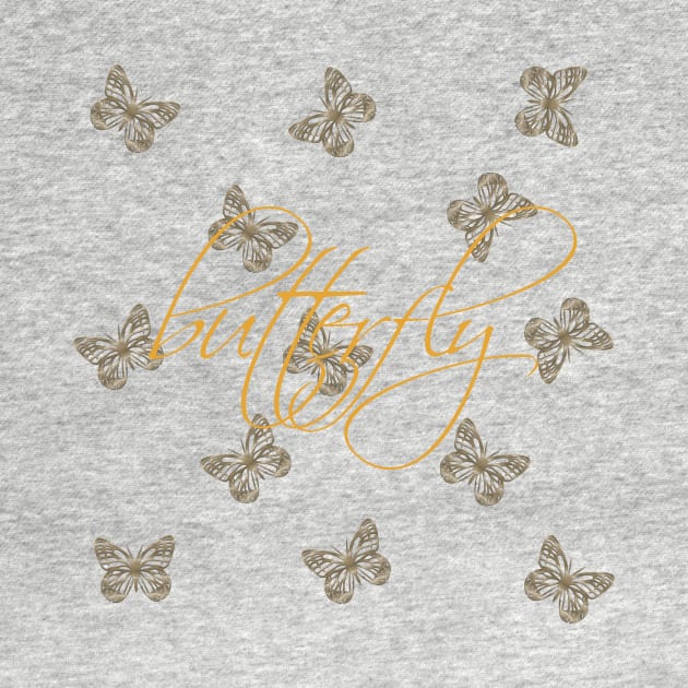 Gold & Cream Butterflies Pattern by technotext